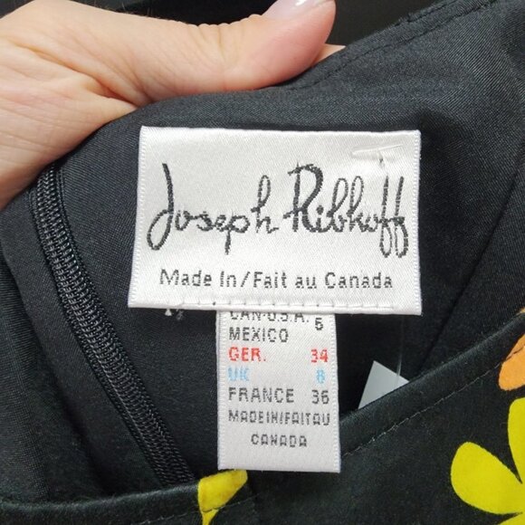 Joseph Ribkoff Black Floral Fit & Flare Dress Size 6 - Picture 7 of 9